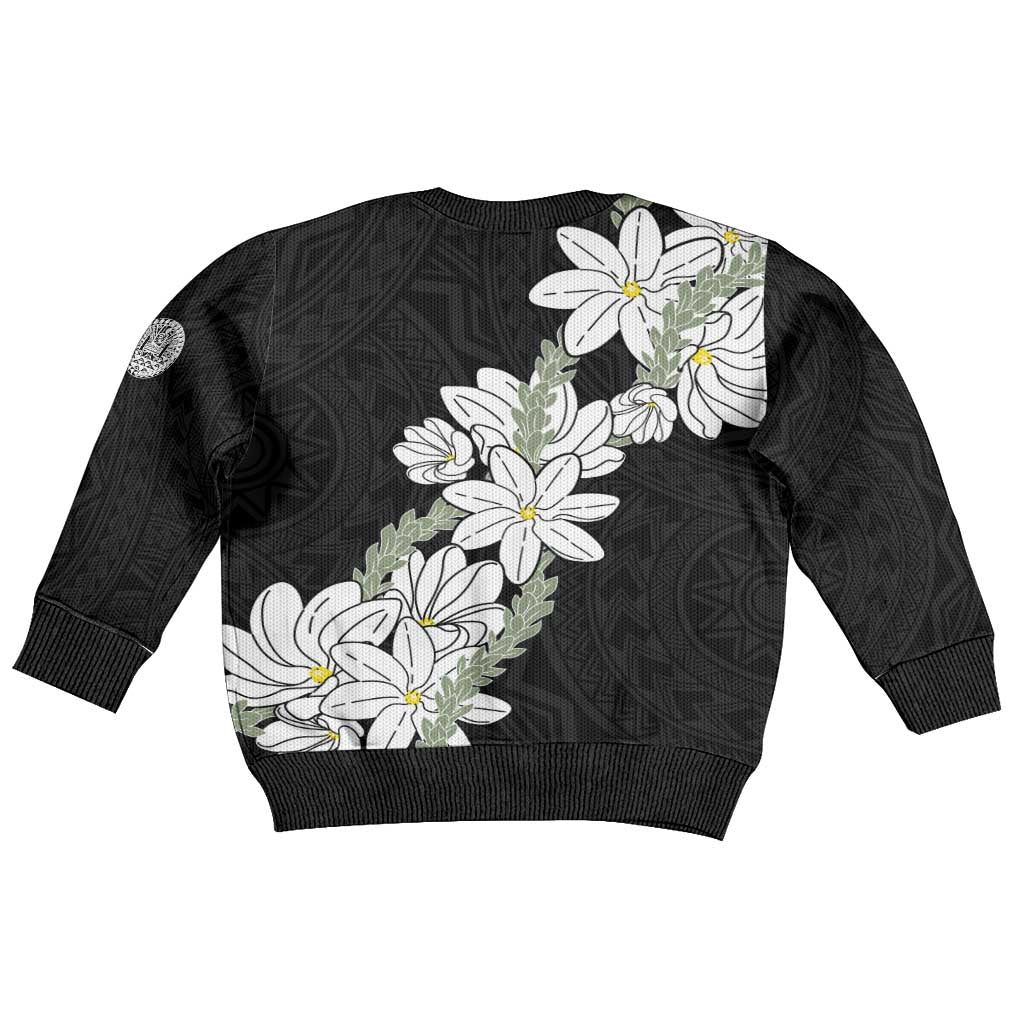 Ia Orana Tahiti Tiare Kid Ugly Christmas Sweater Black Lei - Polynesian Pride