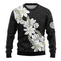 Ia Orana Tahiti Tiare Ugly Christmas Sweater Black Lei - Polynesian Pride