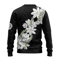 Ia Orana Tahiti Tiare Ugly Christmas Sweater Black Lei - Polynesian Pride