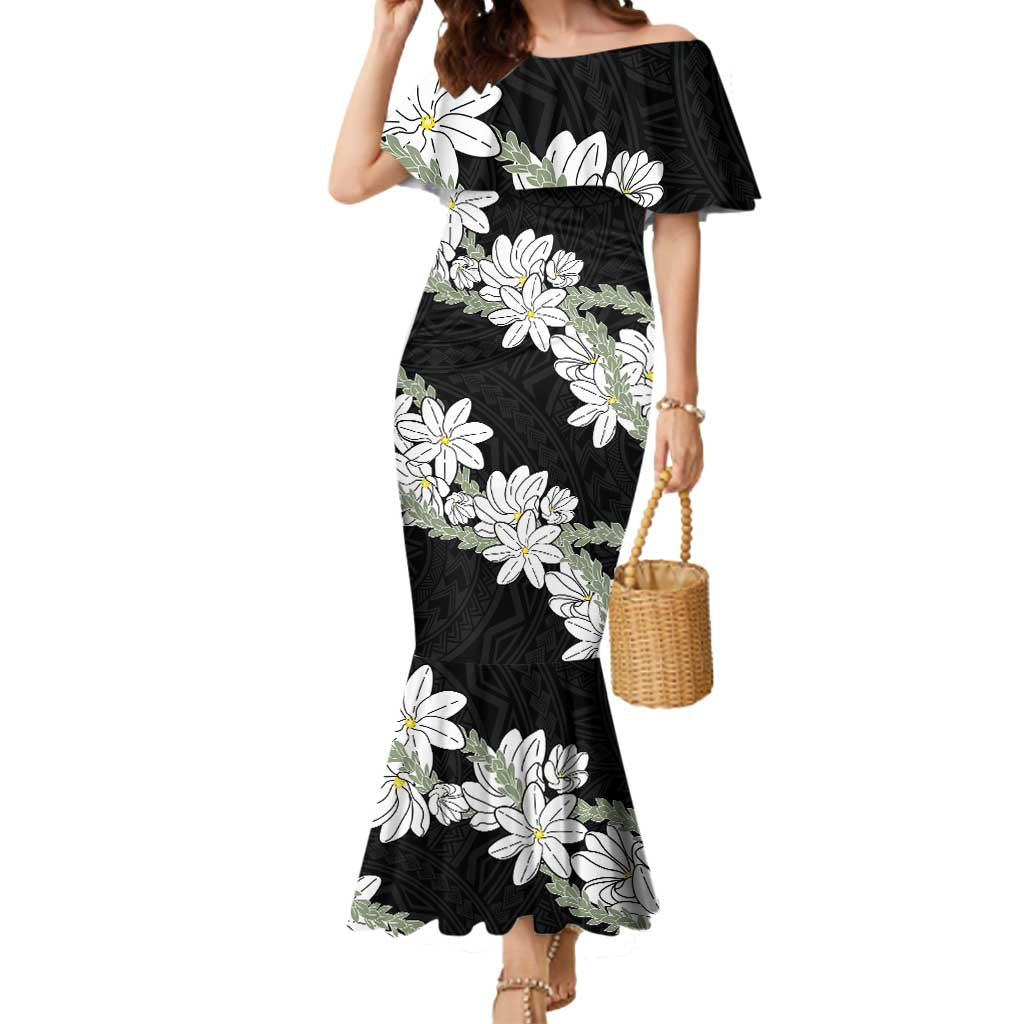 Ia Orana Tahiti Tiare Mermaid Dress Black Lei - Polynesian Pride