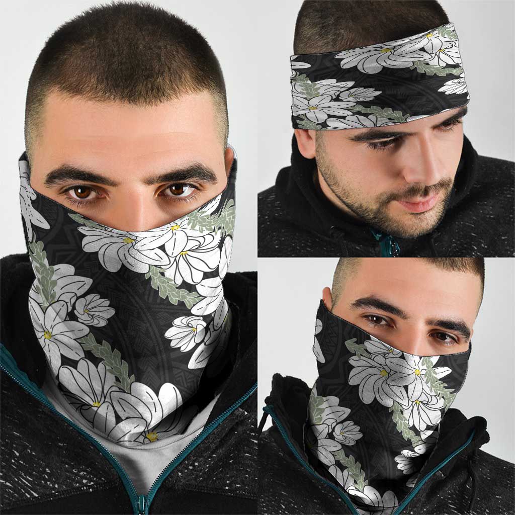Ia Orana Tahiti Tiare Neck Gaiter Black Lei - Polynesian Pride