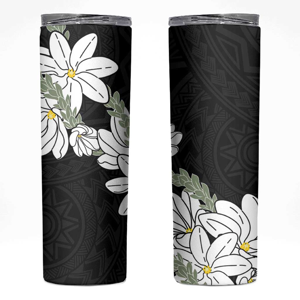 Ia Orana Tahiti Tiare Skinny Tumbler Black Lei - Polynesian Pride