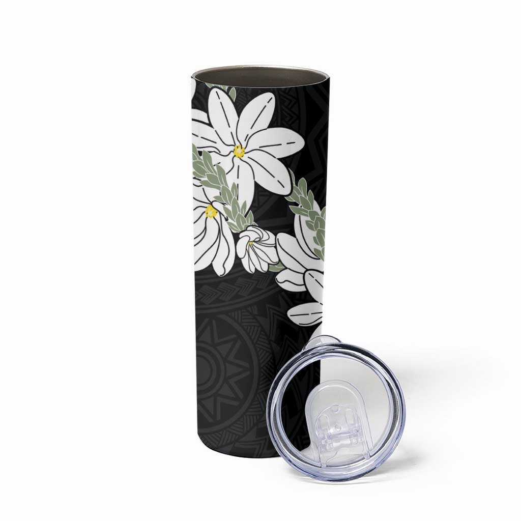 Ia Orana Tahiti Tiare Skinny Tumbler Black Lei - Polynesian Pride