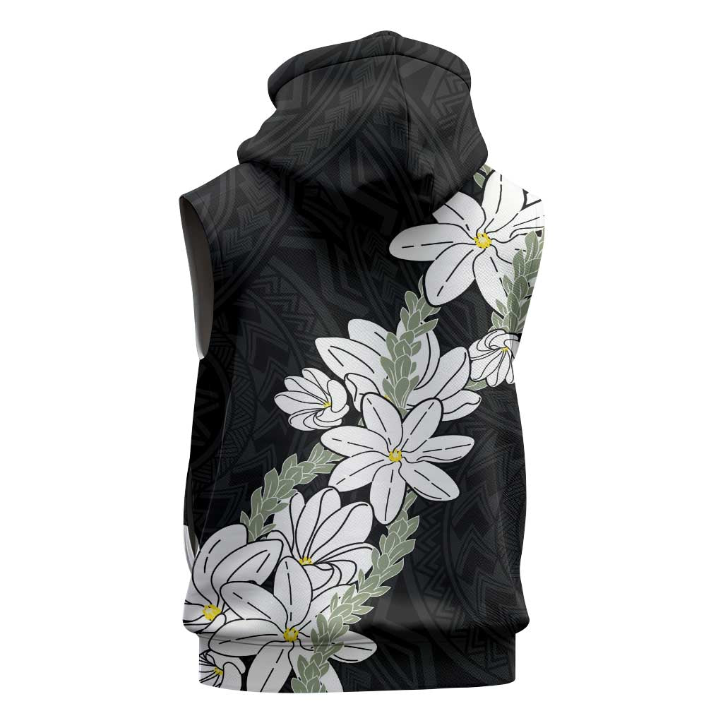Ia Orana Tahiti Tiare Sleeveless Zip Hoodie Black Lei - Polynesian Pride