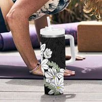 Ia Orana Tahiti Tiare Tumbler With Handle Black Lei - Polynesian Pride