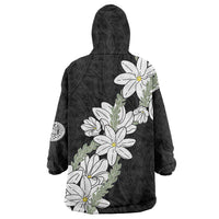Ia Orana Tahiti Tiare Wearable Blanket Hoodie Black Lei - Polynesian Pride