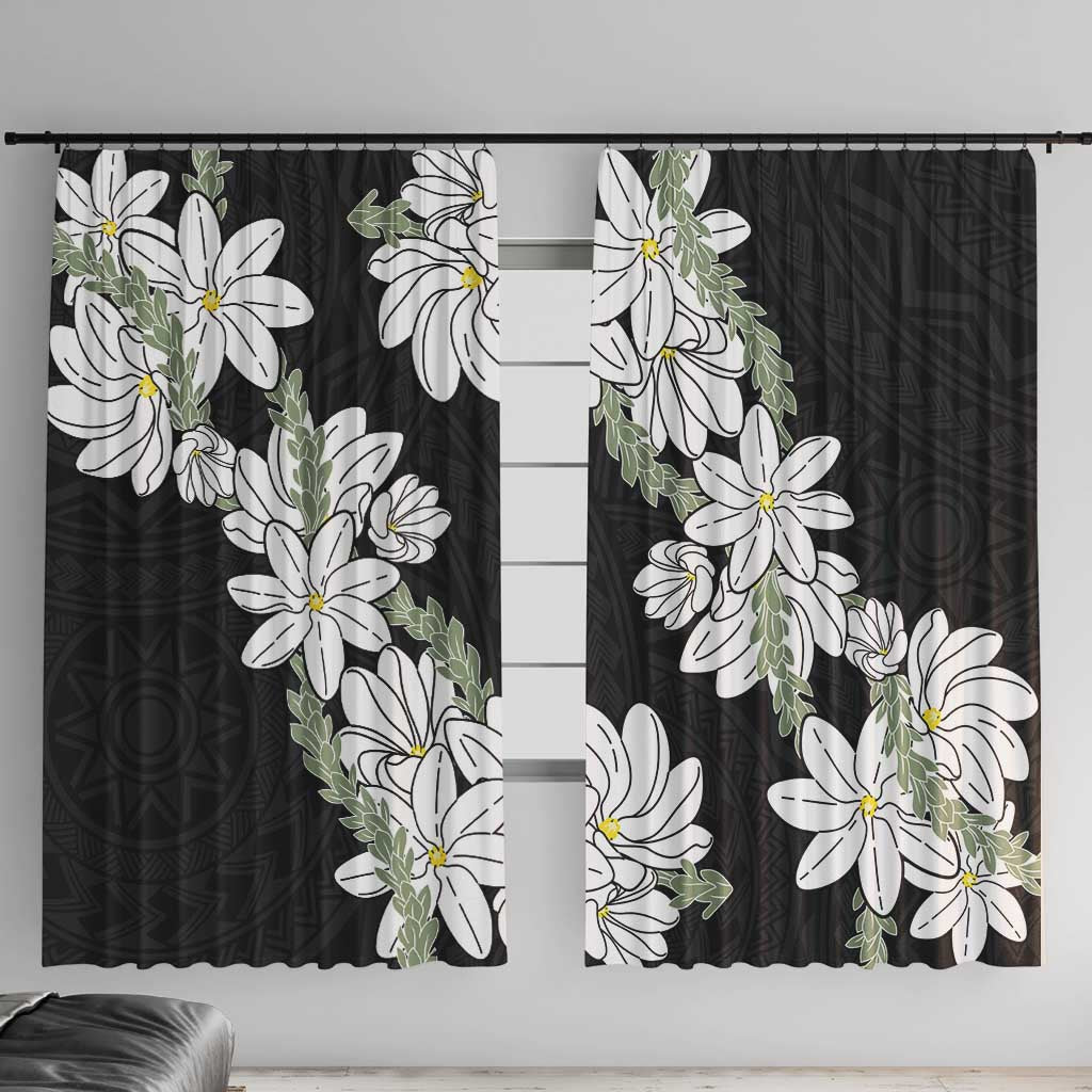 Ia Orana Tahiti Tiare Window Curtain Black Lei - Polynesian Pride