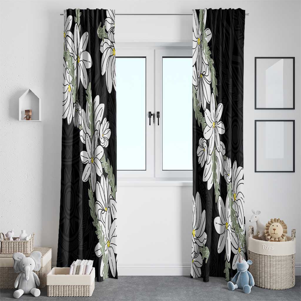 Ia Orana Tahiti Tiare Window Curtain Black Lei - Polynesian Pride