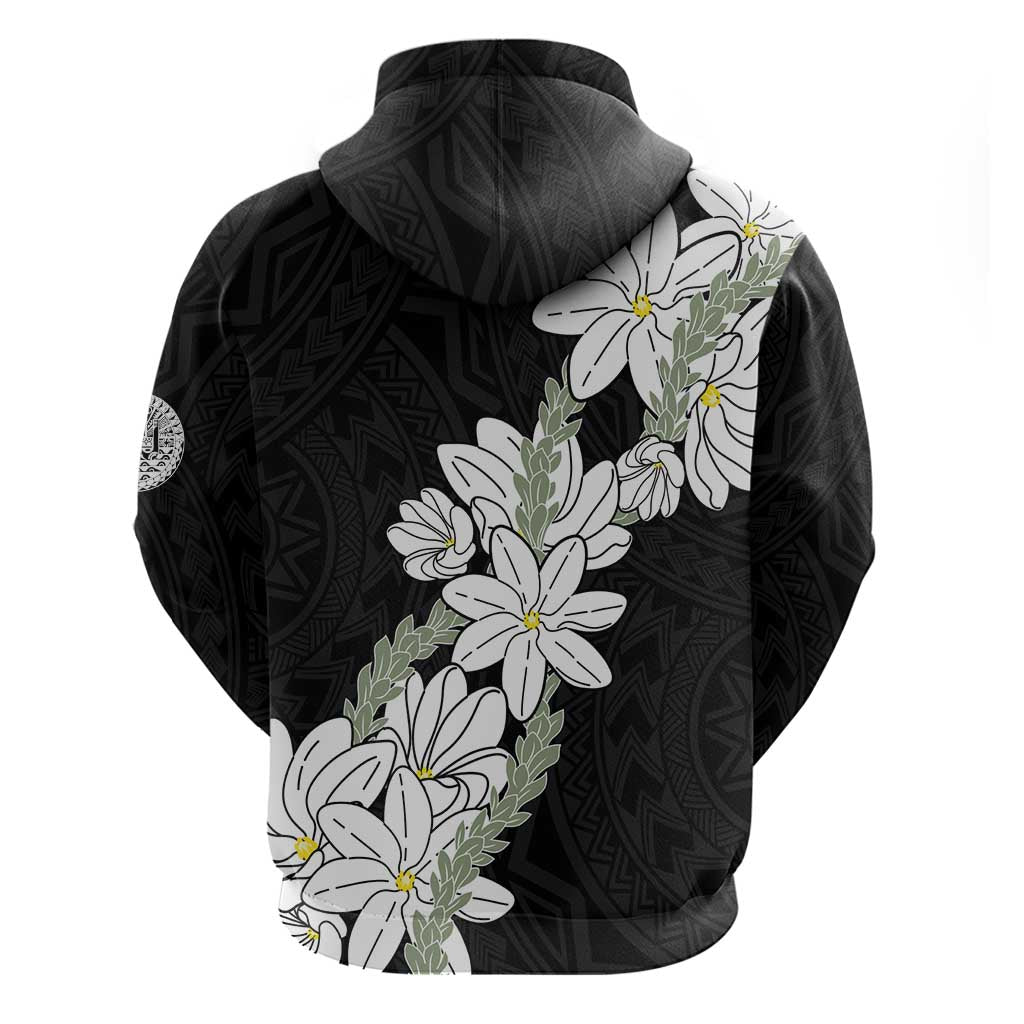 Ia Orana Tahiti Tiare Zip Hoodie Black Lei - Polynesian Pride
