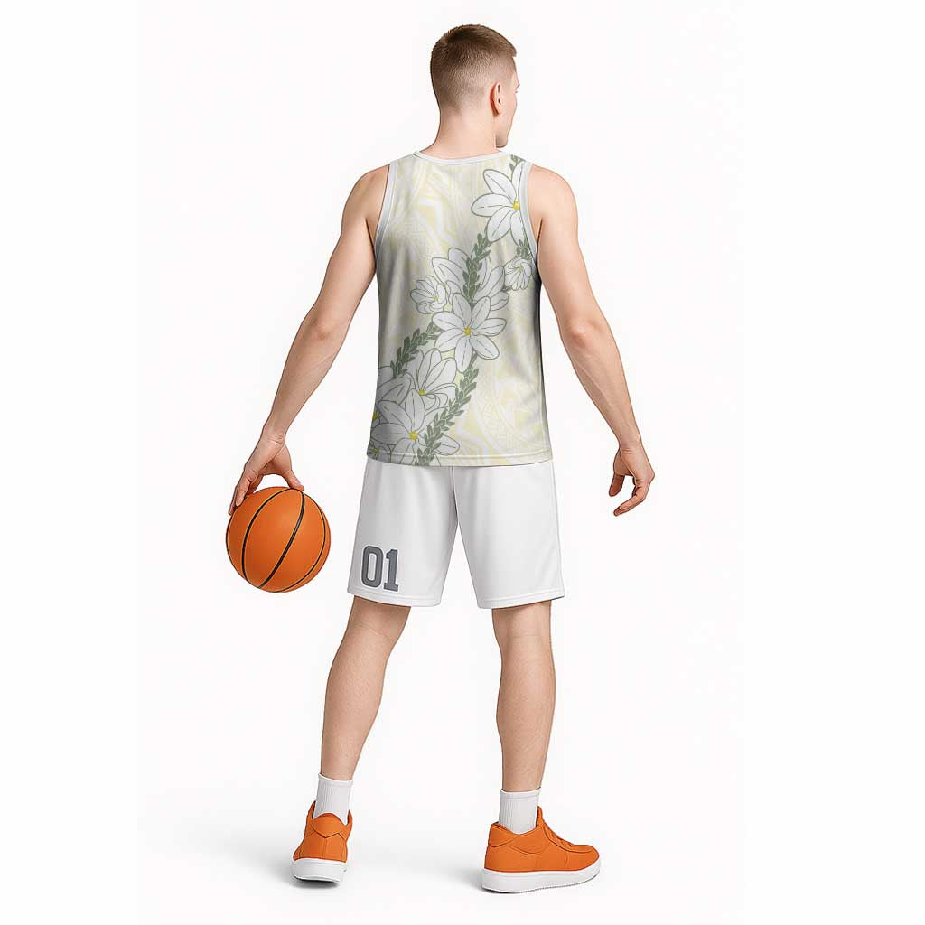 Ia Orana Tahiti Tiare Basketball Jersey Lemon Yellow Lei - Polynesian Pride