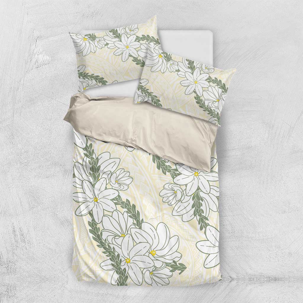 Ia Orana Tahiti Tiare Bedding Set Lemon Yellow Lei - Polynesian Pride