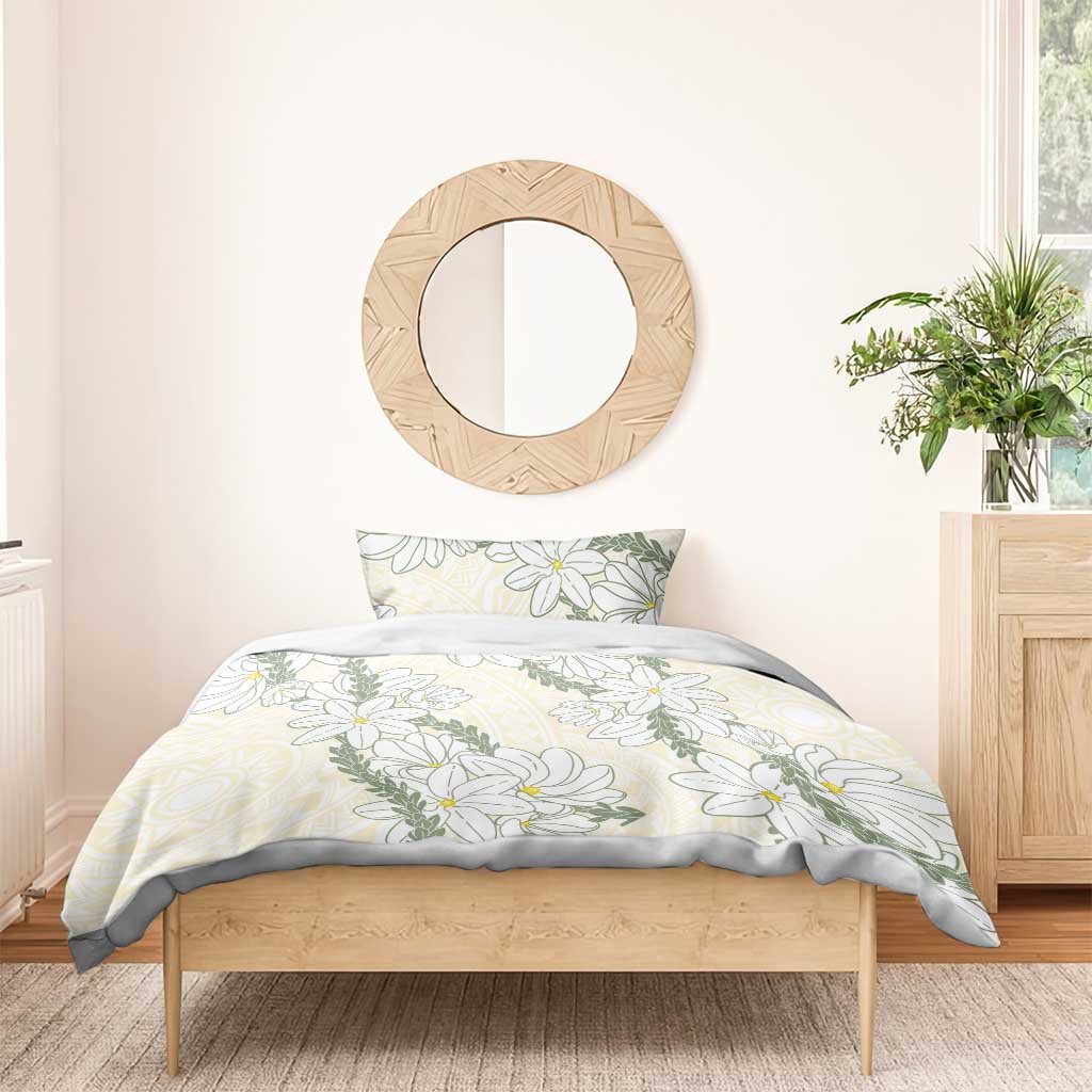 Ia Orana Tahiti Tiare Bedding Set Lemon Yellow Lei - Polynesian Pride