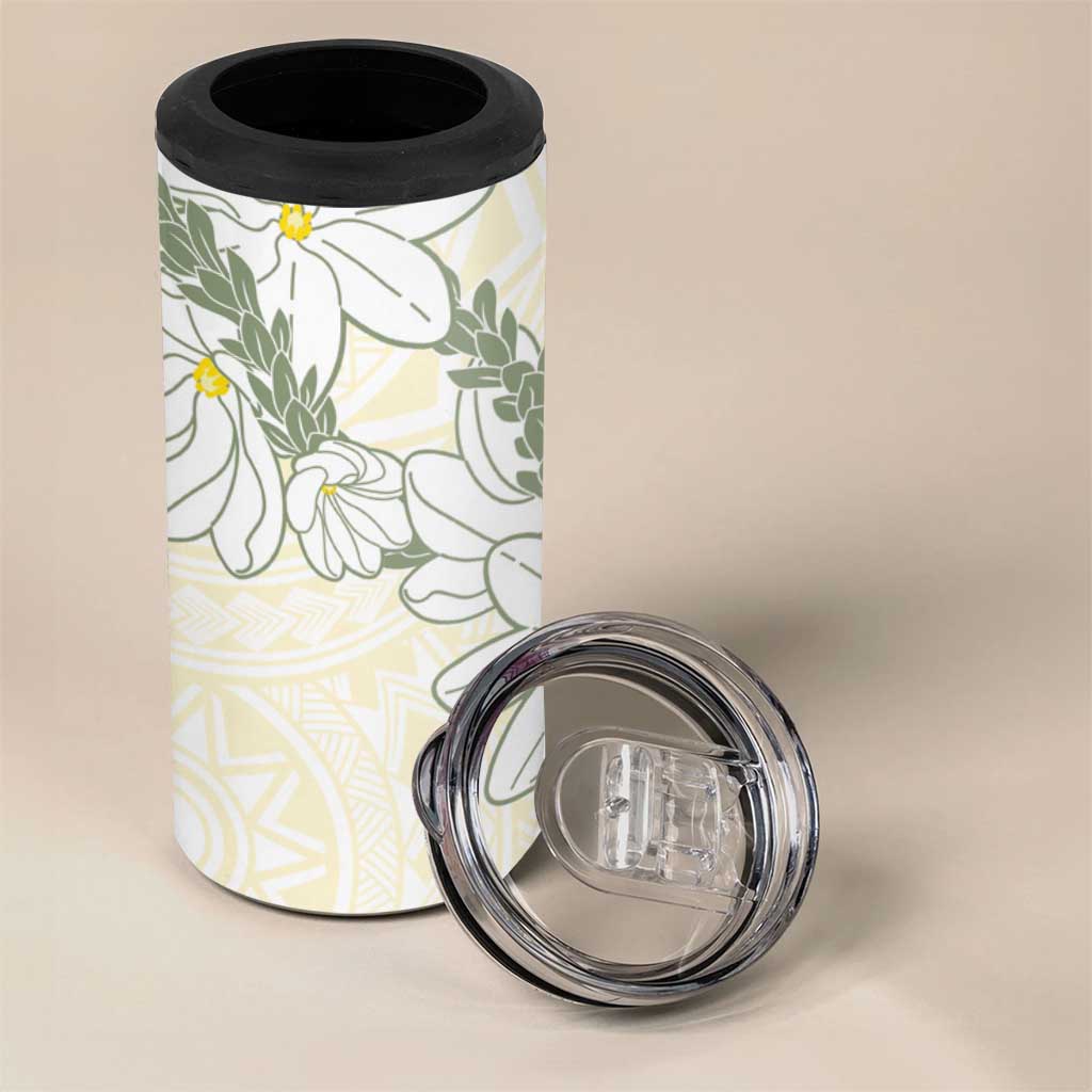 Ia Orana Tahiti Tiare 4 in 1 Can Cooler Tumbler Lemon Yellow Lei - Polynesian Pride