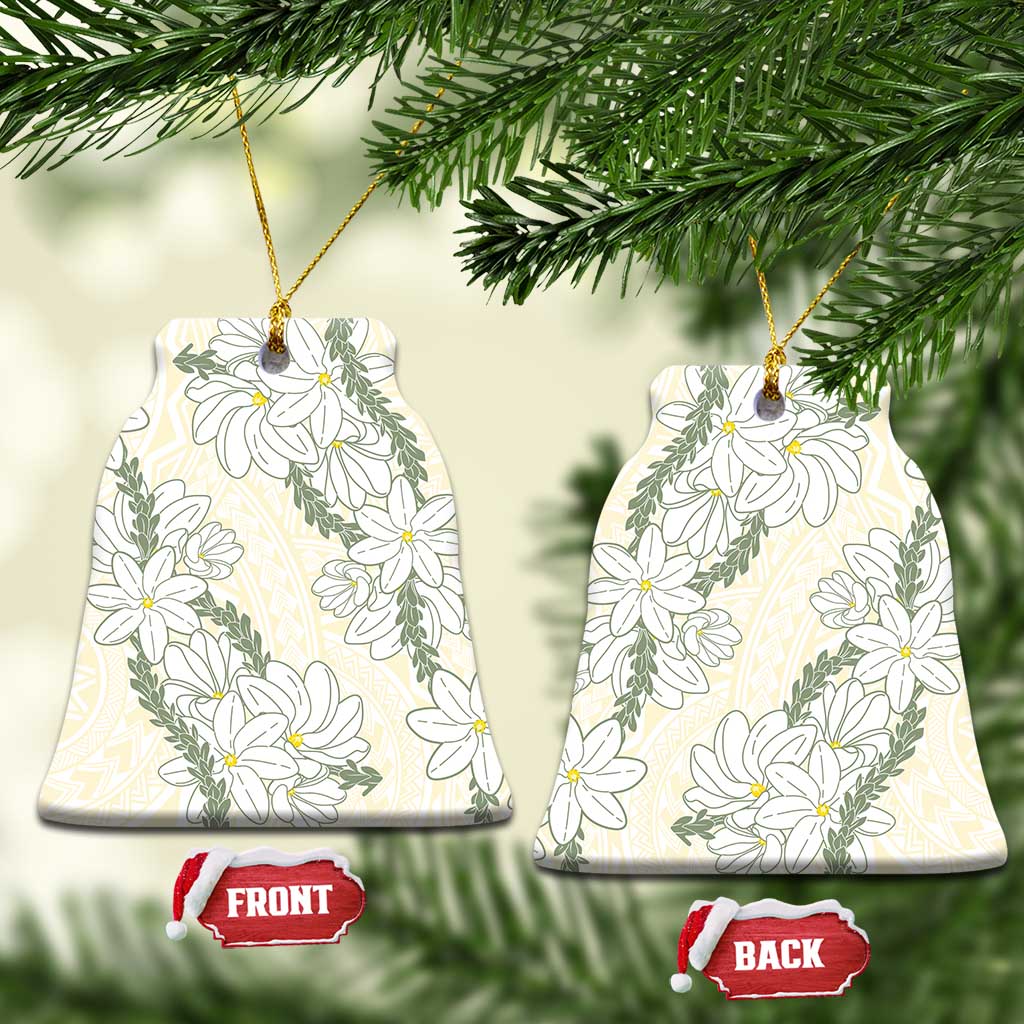 Ia Orana Tahiti Tiare Ceramic Ornament Lemon Yellow Lei - Polynesian Pride