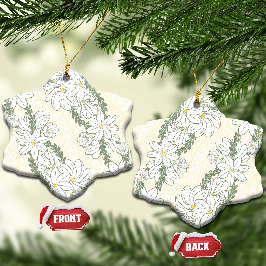 Ia Orana Tahiti Tiare Ceramic Ornament Lemon Yellow Lei - Polynesian Pride