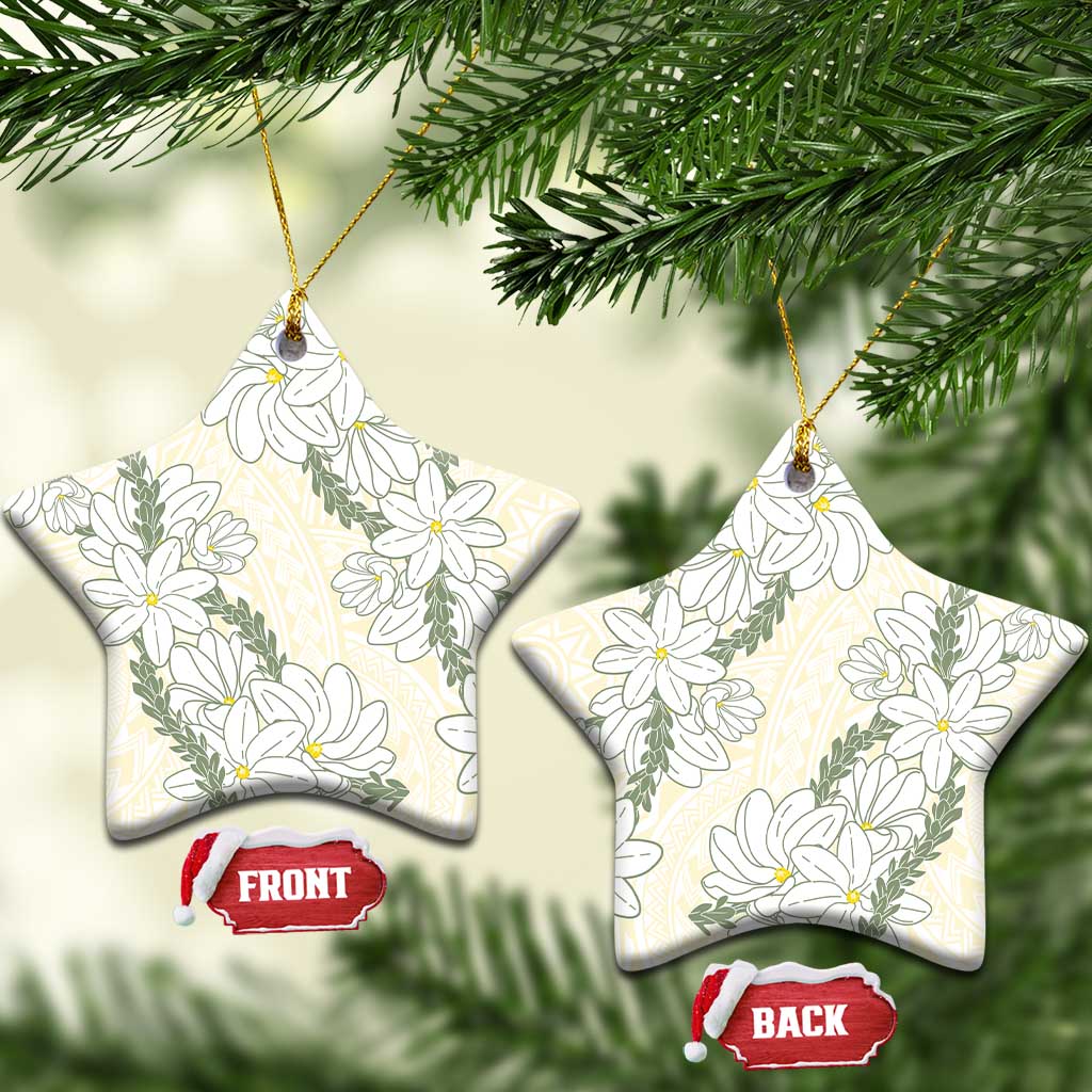 Ia Orana Tahiti Tiare Ceramic Ornament Lemon Yellow Lei - Polynesian Pride