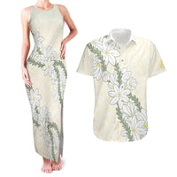 Ia Orana Tahiti Tiare Couples Matching Tank Maxi Dress and Hawaiian Shirt Lemon Yellow Lei LT7 Lemon - Polynesian Pride