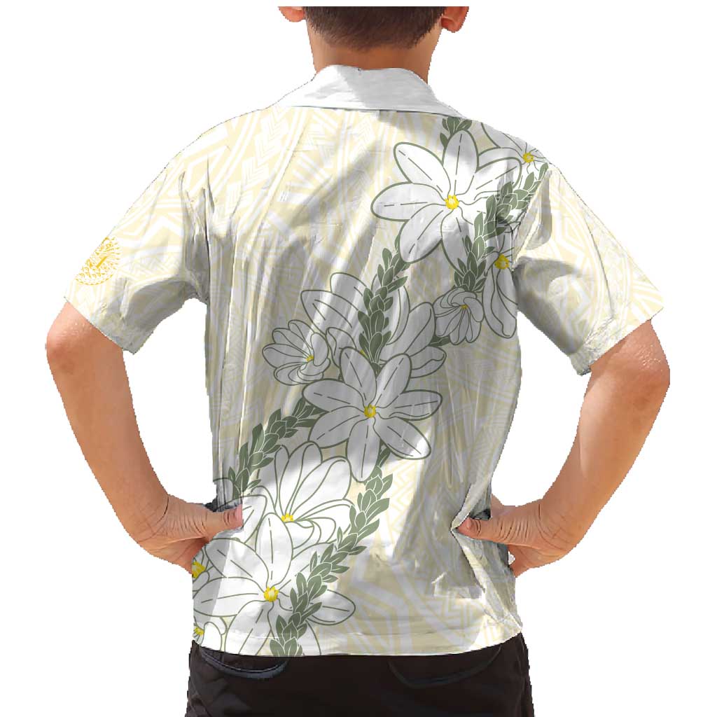 Ia Orana Tahiti Tiare Family Matching Mermaid Dress and Hawaiian Shirt Lemon Yellow Lei - Polynesian Pride