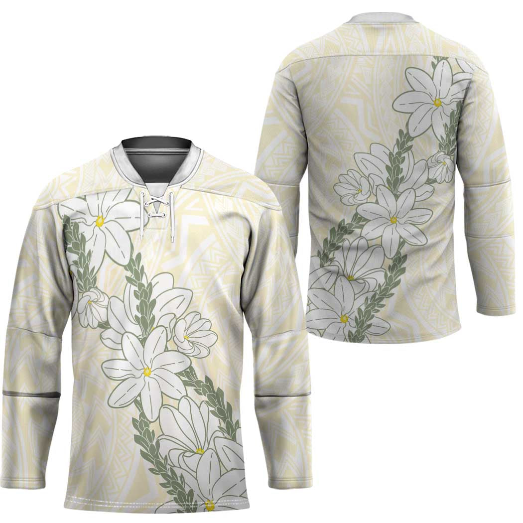 Ia Orana Tahiti Tiare Hockey Jersey Lemon Yellow Lei - Polynesian Pride