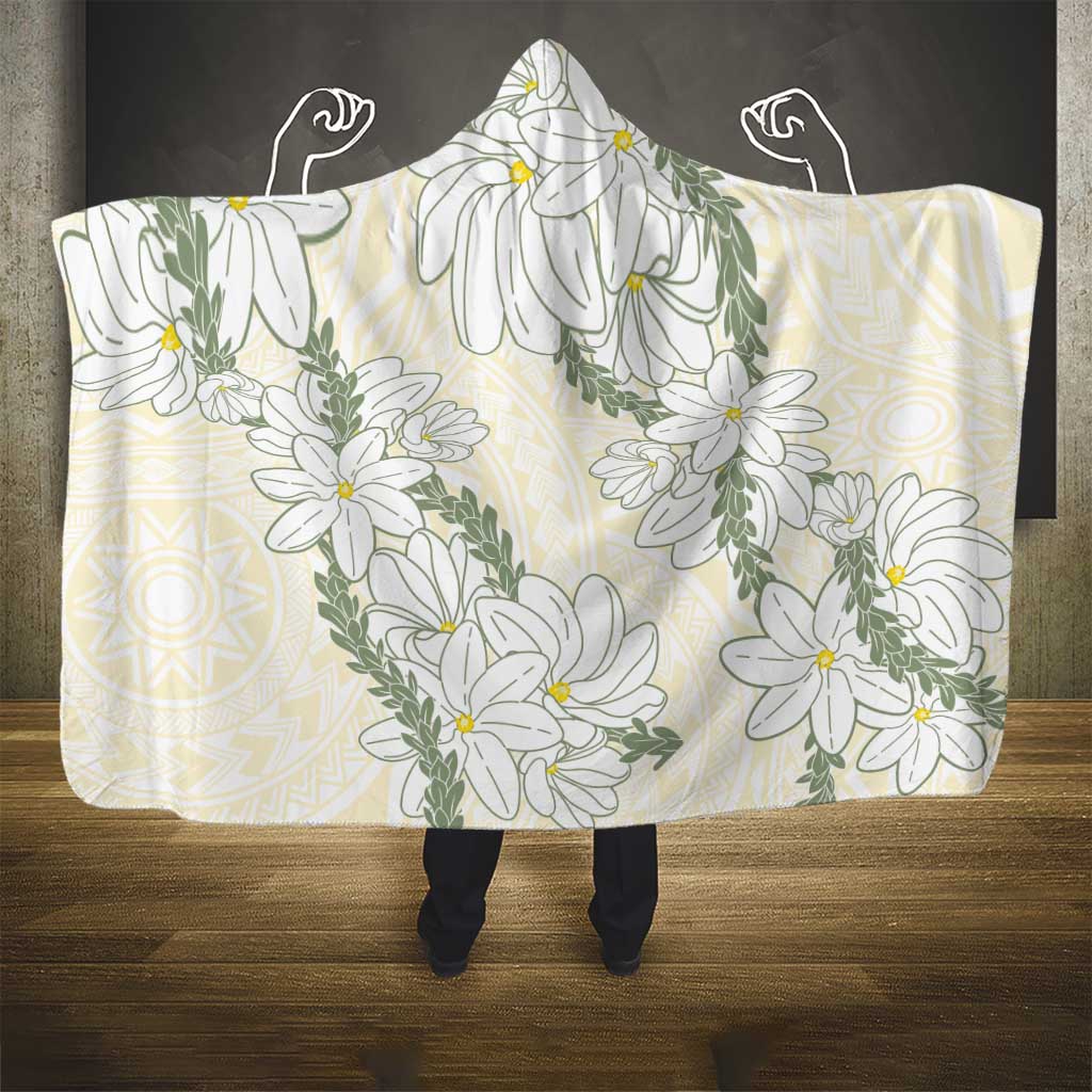 Ia Orana Tahiti Tiare Hooded Blanket Lemon Yellow Lei - Polynesian Pride