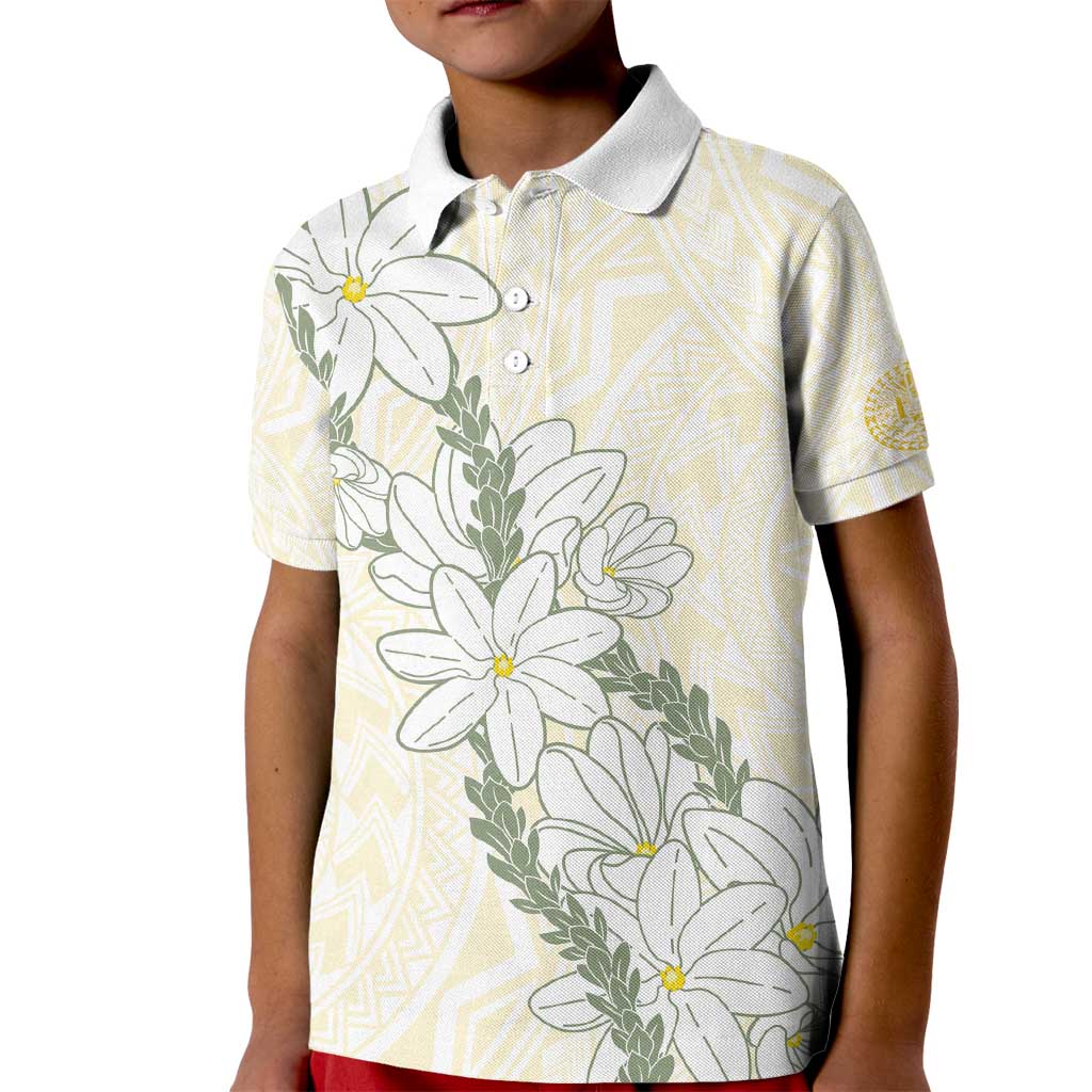 Ia Orana Tahiti Tiare Kid Polo Shirt Lemon Yellow Lei - Polynesian Pride