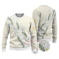 Ia Orana Tahiti Tiare Ugly Christmas Sweater Lemon Yellow Lei - Polynesian Pride