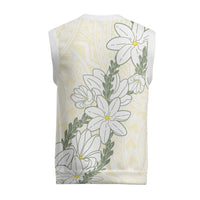 Ia Orana Tahiti Tiare Christmas Knitted V-Neck Vest Lemon Yellow Lei - Polynesian Pride