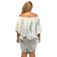 Ia Orana Tahiti Tiare Off Shoulder Short Dress Lemon Yellow Lei - Polynesian Pride