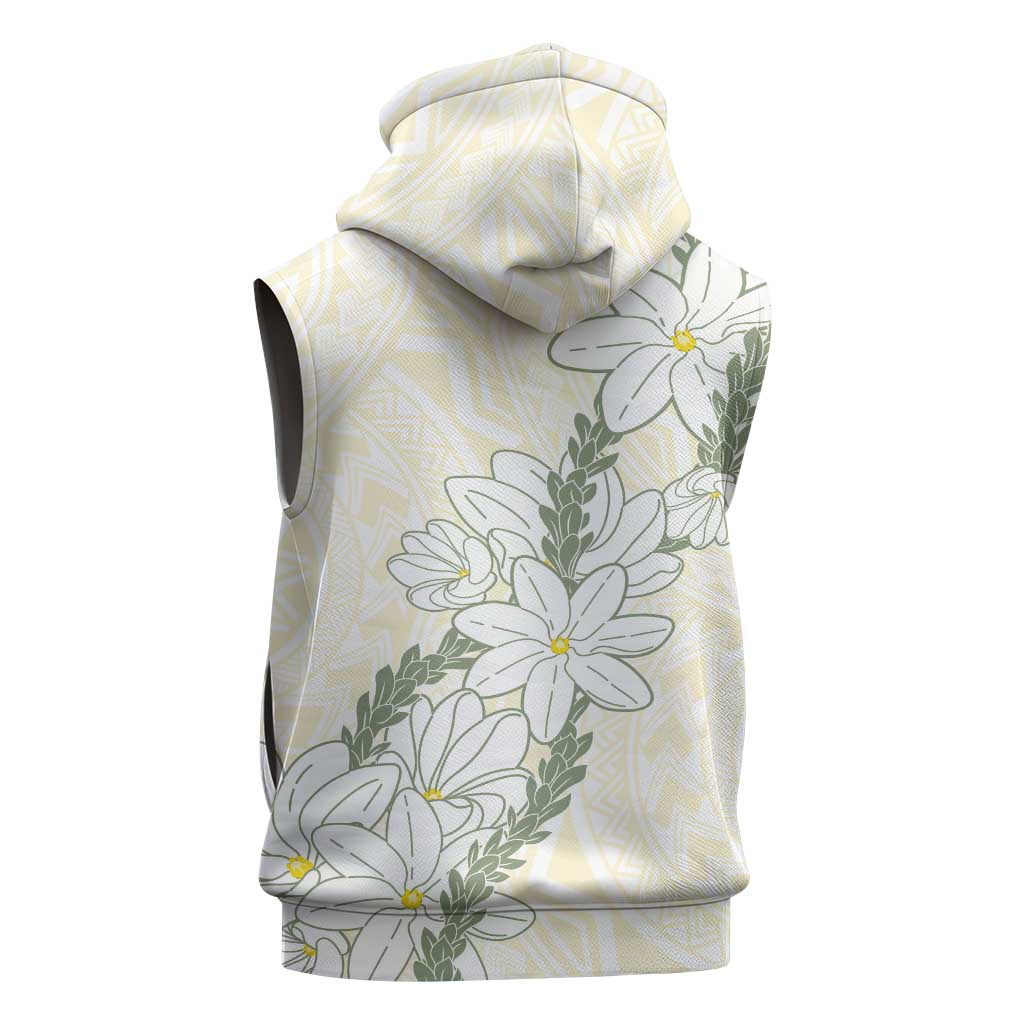 Ia Orana Tahiti Tiare Sleeveless Zip Hoodie Lemon Yellow Lei - Polynesian Pride