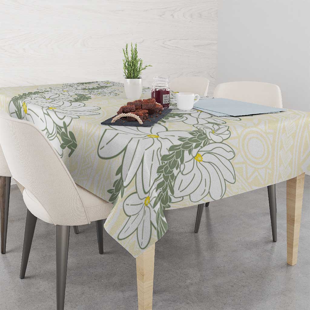 Ia Orana Tahiti Tiare Tablecloth Lemon Yellow Lei - Polynesian Pride