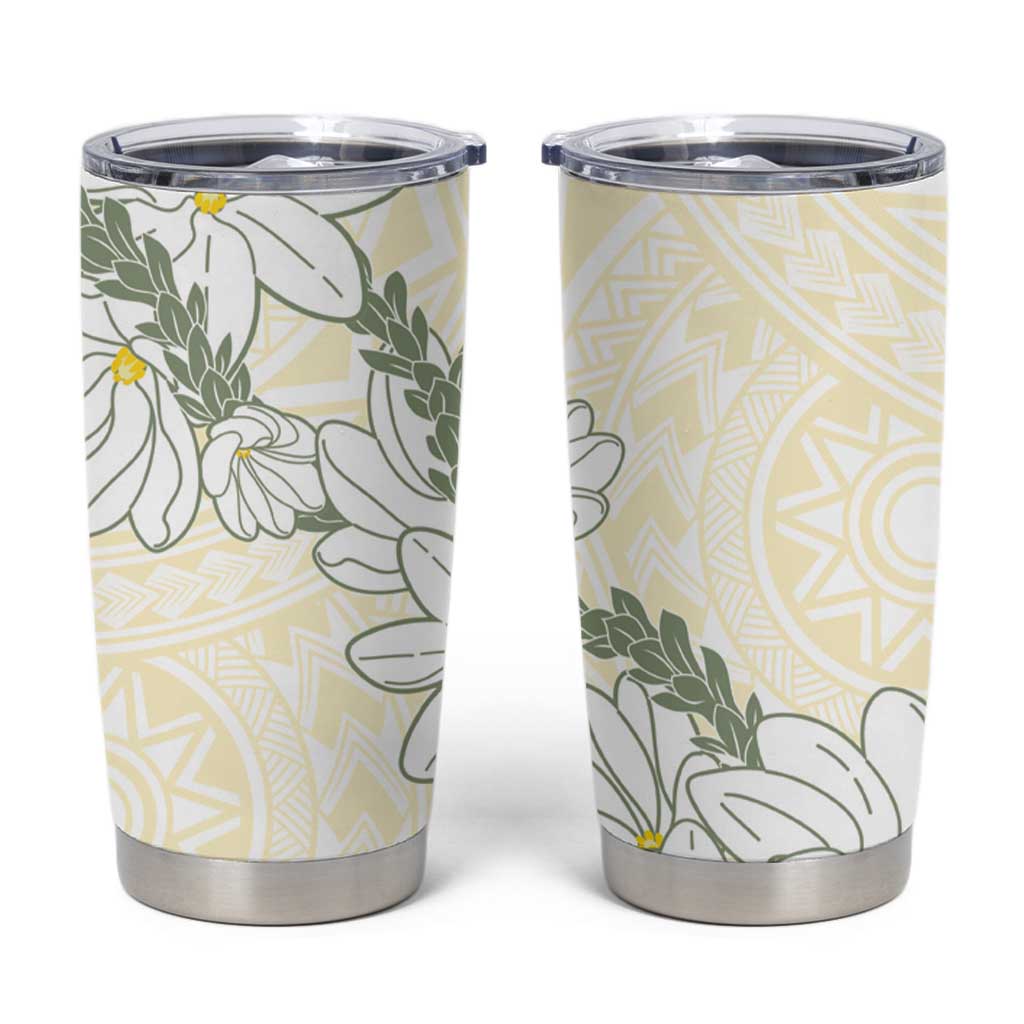 Ia Orana Tahiti Tiare Tumbler Cup Lemon Yellow Lei - Polynesian Pride