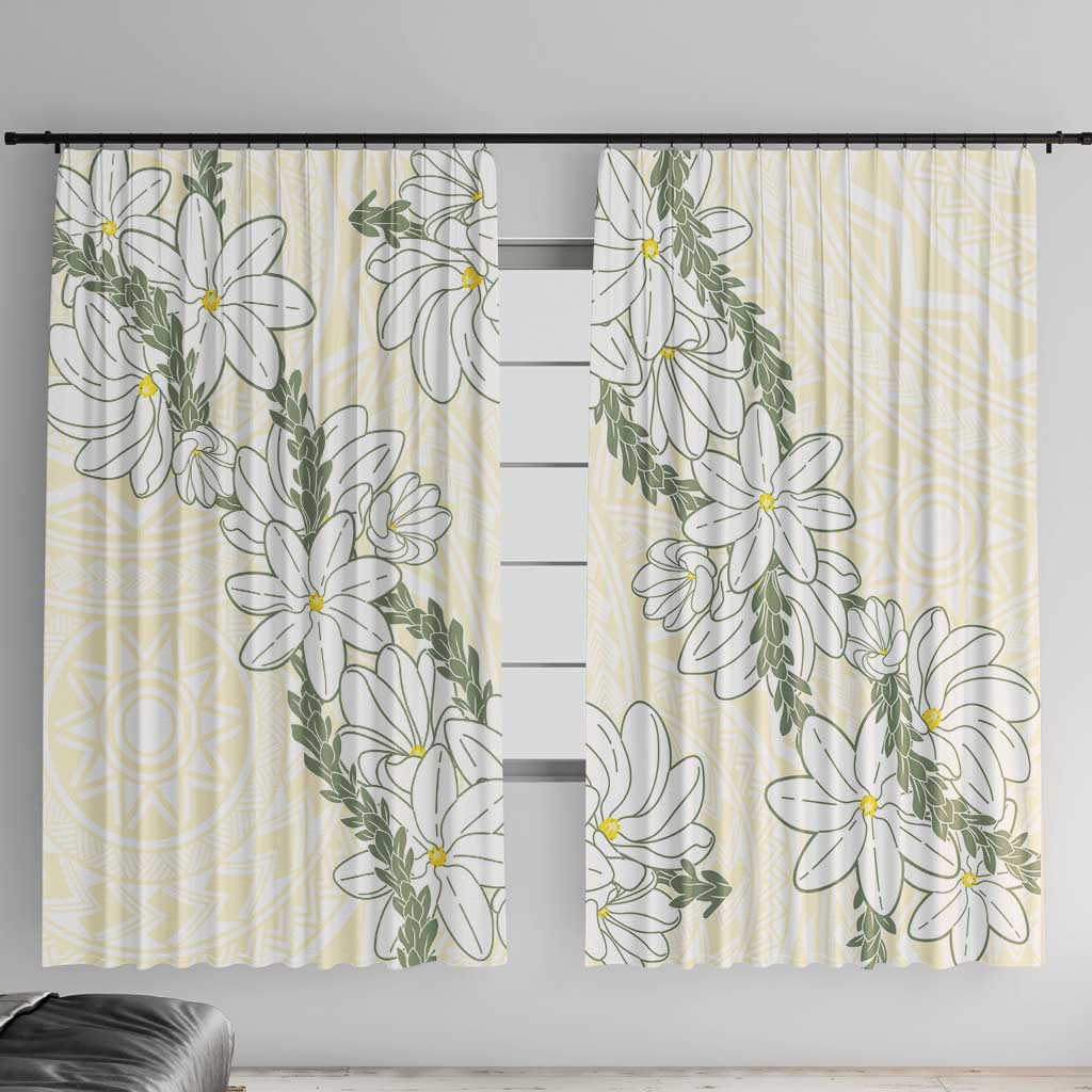 Ia Orana Tahiti Tiare Window Curtain Lemon Yellow Lei - Polynesian Pride