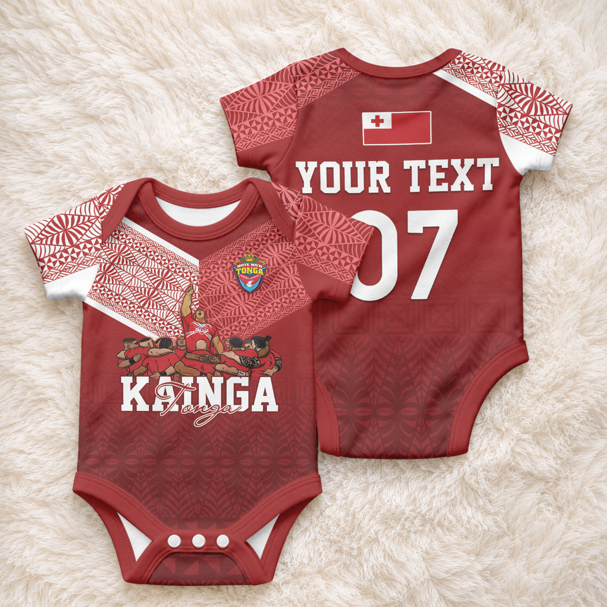 Mate Ma'a Tonga Custom Ngatu Baby Onesie Kainga - Sipi Tau LT7 - Polynesian Pride