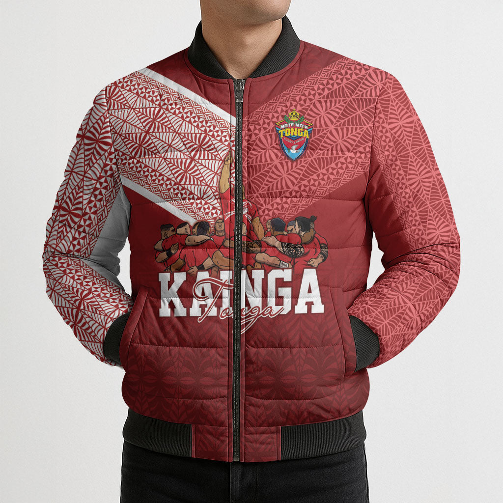Mate Ma'a Tonga Custom Ngatu Bomber Puffer Jacket Kainga - Sipi Tau LT7 - Polynesian Pride