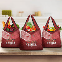 Mate Ma'a Tonga Ngatu Grocery Bag Kainga - Sipi Tau LT7 3-pack One Size Red - Polynesian Pride