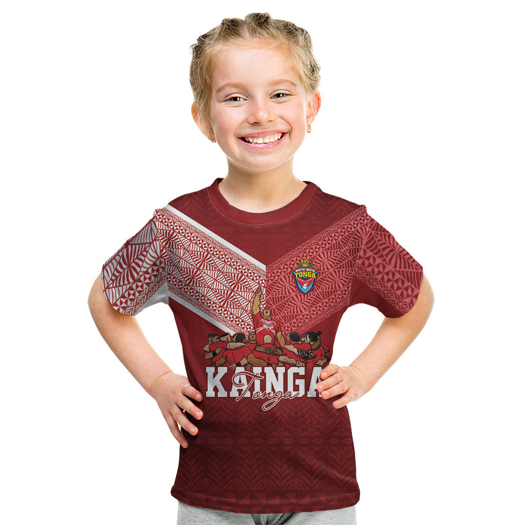 Mate Ma'a Tonga Custom Ngatu Kid T Shirt Kainga - Sipi Tau LT7 Red - Polynesian Pride