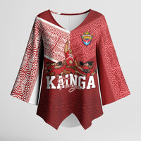 Mate Ma'a Tonga Custom Ngatu Kimono Sleeve Blouse Kainga - Sipi Tau LT7 Female Red - Polynesian Pride