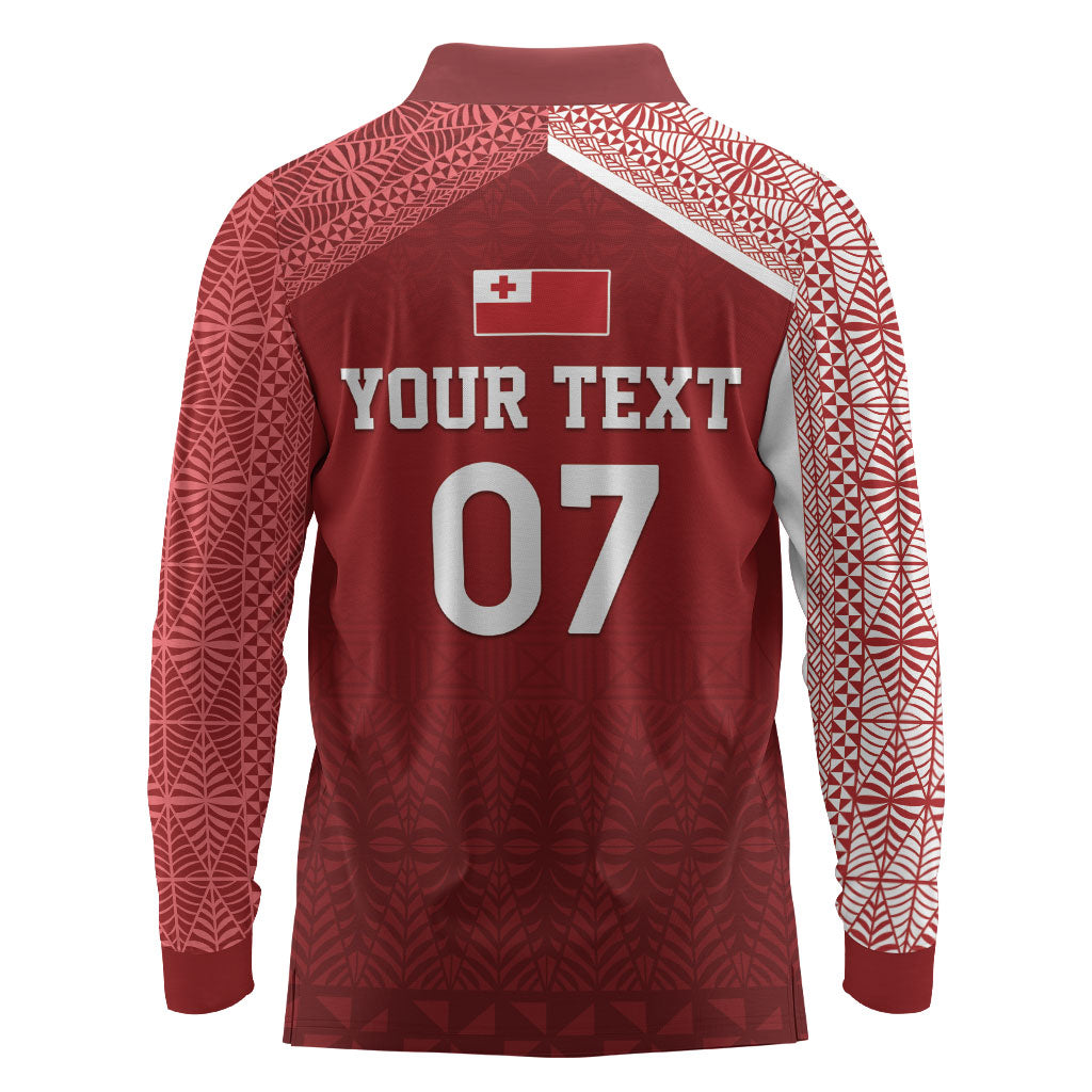 Mate Ma'a Tonga Custom Ngatu Long Sleeve Polo Shirt Kainga - Sipi Tau LT7 - Polynesian Pride