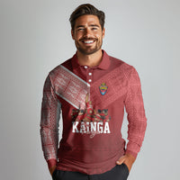 Mate Ma'a Tonga Custom Ngatu Long Sleeve Polo Shirt Kainga - Sipi Tau LT7 - Polynesian Pride