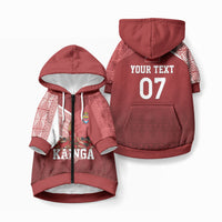 Mate Ma'a Tonga Custom Ngatu Pet Hoodie Kainga - Sipi Tau LT7 Zip-up Red - Polynesian Pride