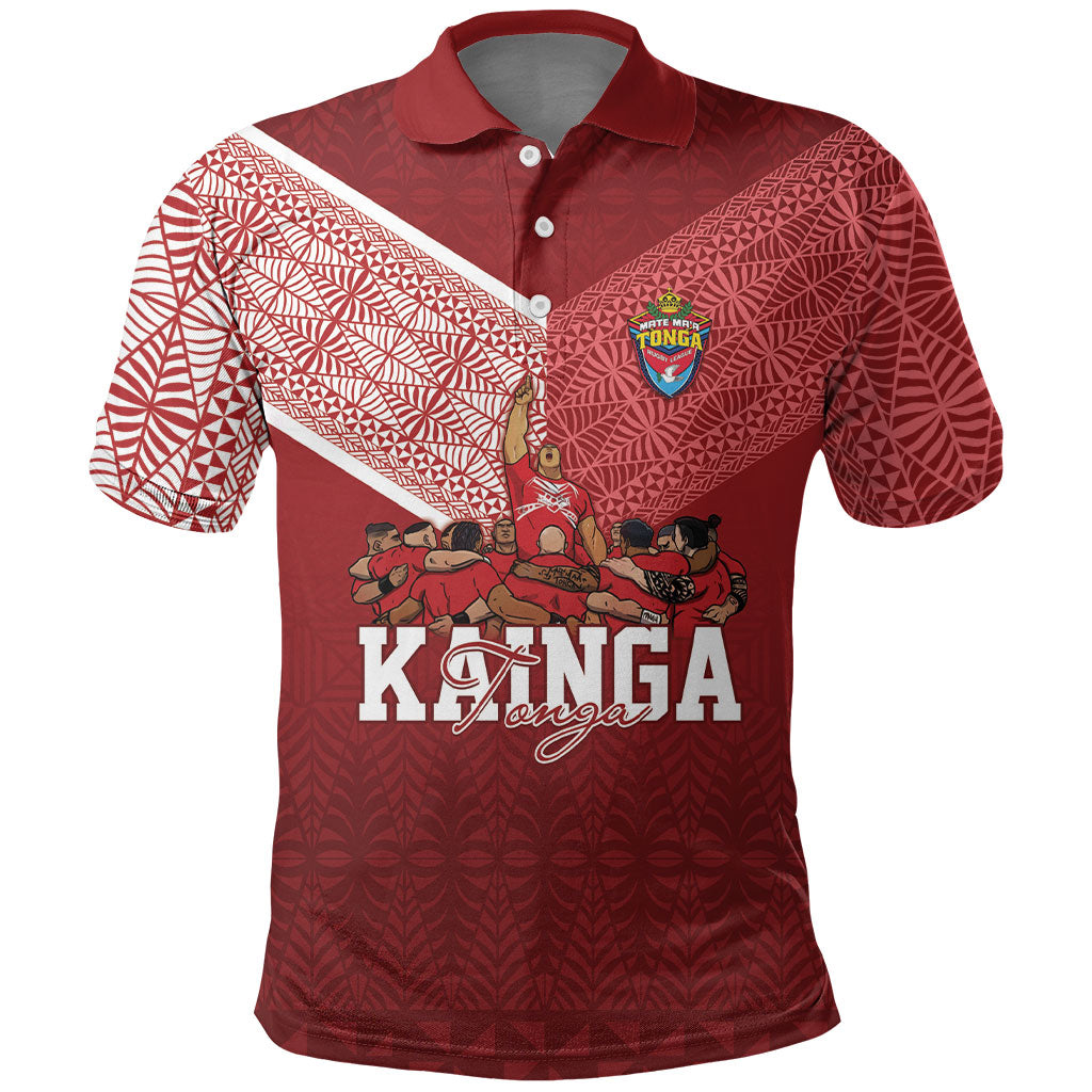 Mate Ma'a Tonga Custom Ngatu Polo Shirt Kainga - Sipi Tau LT7 Red - Polynesian Pride