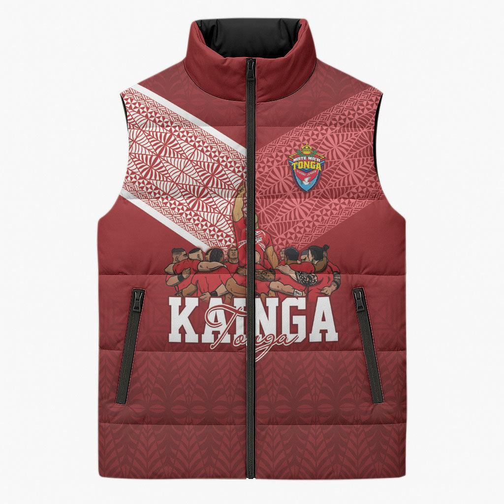 Mate Ma'a Tonga Custom Ngatu Sleeveless Puffer Jacket Kainga - Sipi Tau