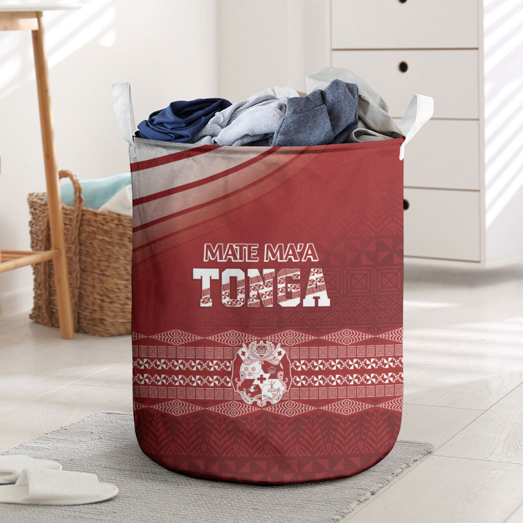 Mate Ma'a Tonga Laundry Basket Basic Ngatu Kupesi Motif