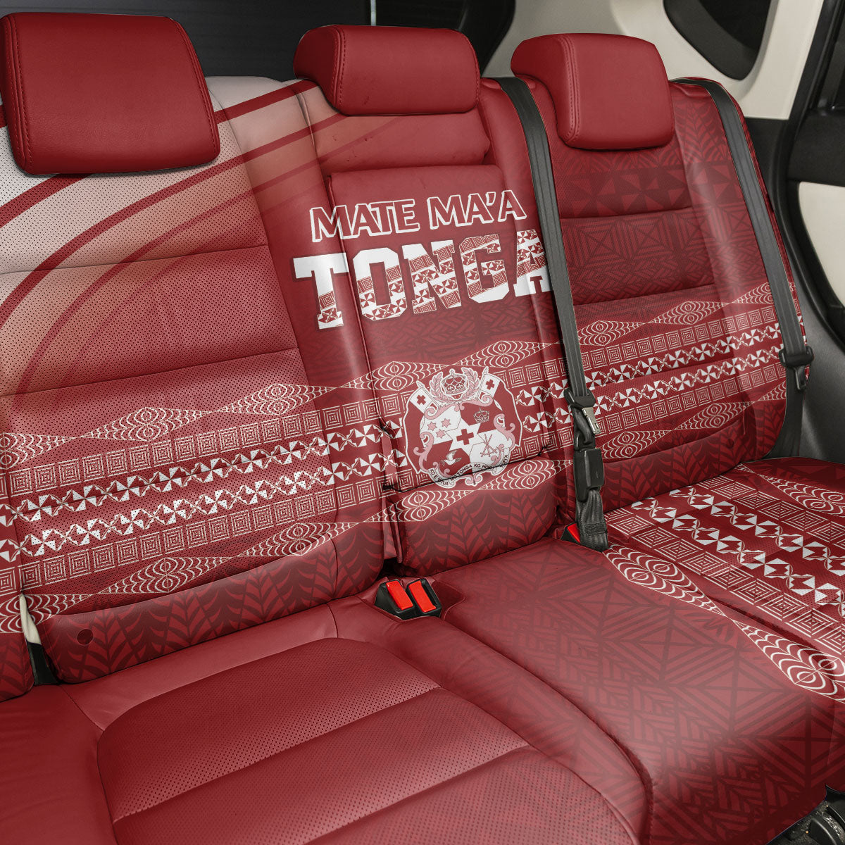 Mate Ma'a Tonga Back Car Seat Cover Basic Ngatu Kupesi Motif LT7 - Polynesian Pride
