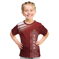 Mate Ma'a Tonga Custom Kid T Shirt Basic Ngatu Kupesi Motif LT7 Red - Polynesian Pride