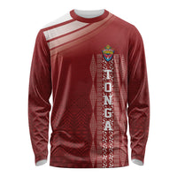 Mate Ma'a Tonga Custom Long Sleeve Shirt Basic Ngatu Kupesi Motif LT7 Unisex Red - Polynesian Pride
