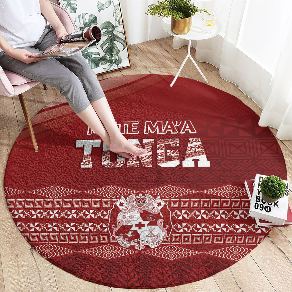Mate Ma'a Tonga Round Carpet Basic Ngatu Kupesi Motif LT7 - Polynesian Pride
