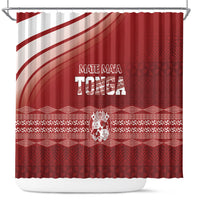Mate Ma'a Tonga Shower Curtain Basic Ngatu Kupesi Motif LT7 Red - Polynesian Pride