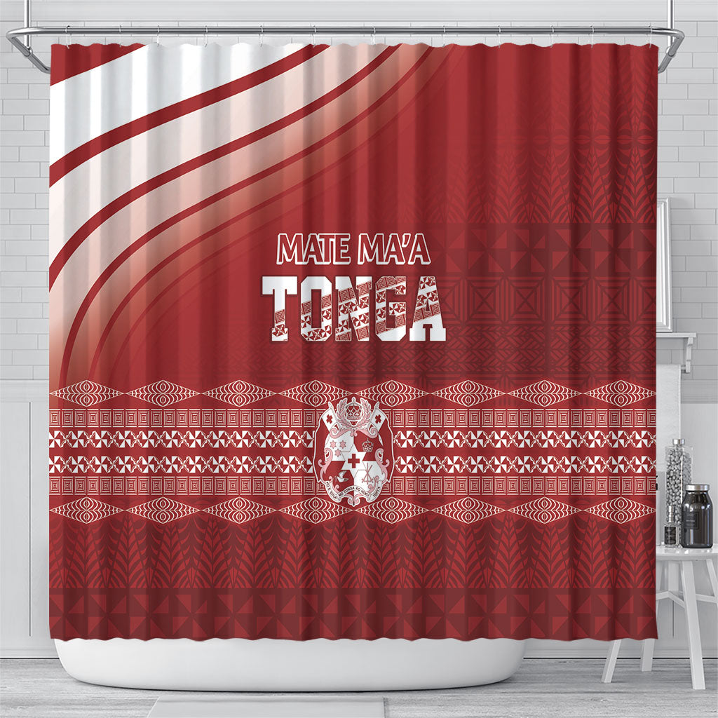 Mate Ma'a Tonga Shower Curtain Basic Ngatu Kupesi Motif LT7 - Polynesian Pride
