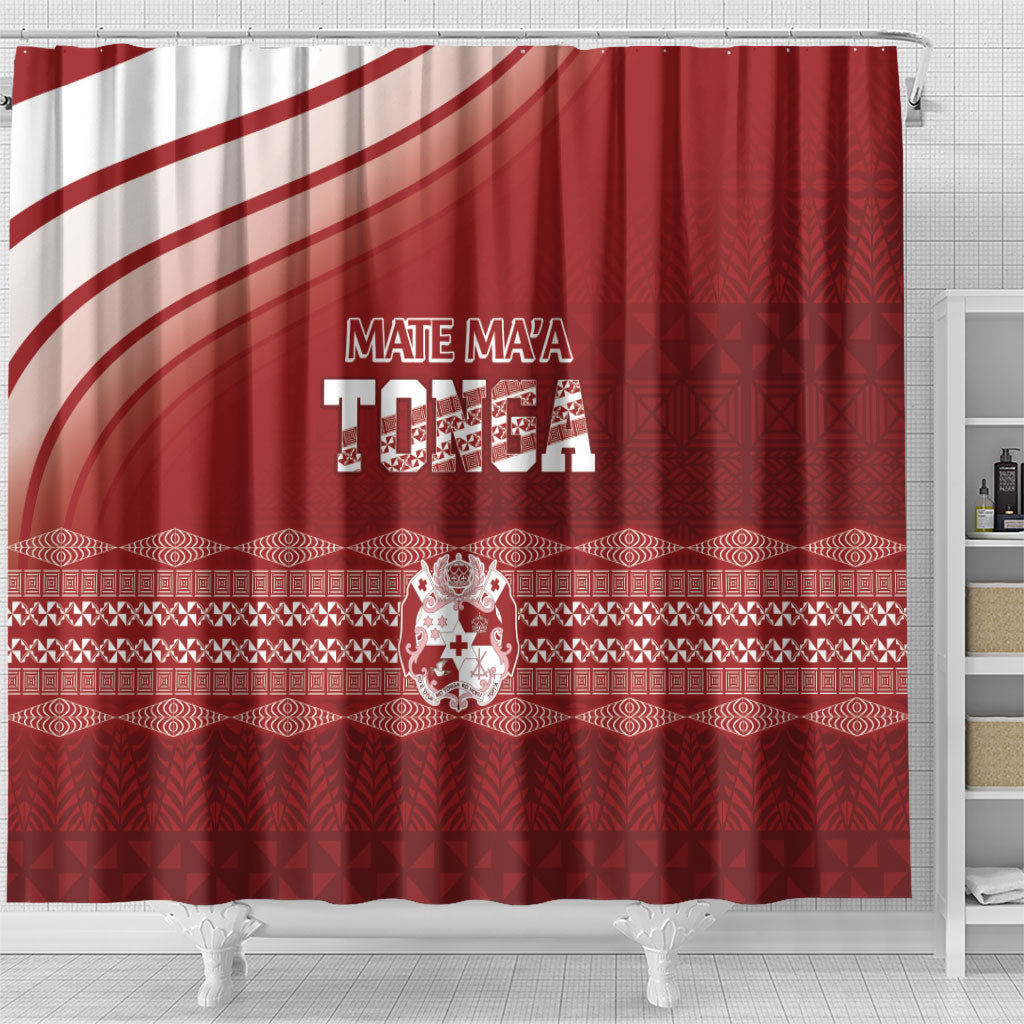Mate Ma'a Tonga Shower Curtain Basic Ngatu Kupesi Motif LT7 - Polynesian Pride